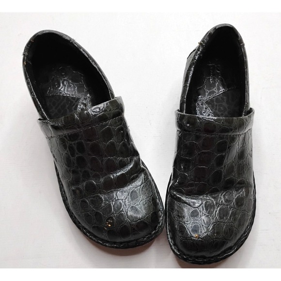 Born B.o.c Shoes - B.O.C Gray Closed Clog 6.5 Professional Shoe Slip On Comfort Croc Embossed EU37